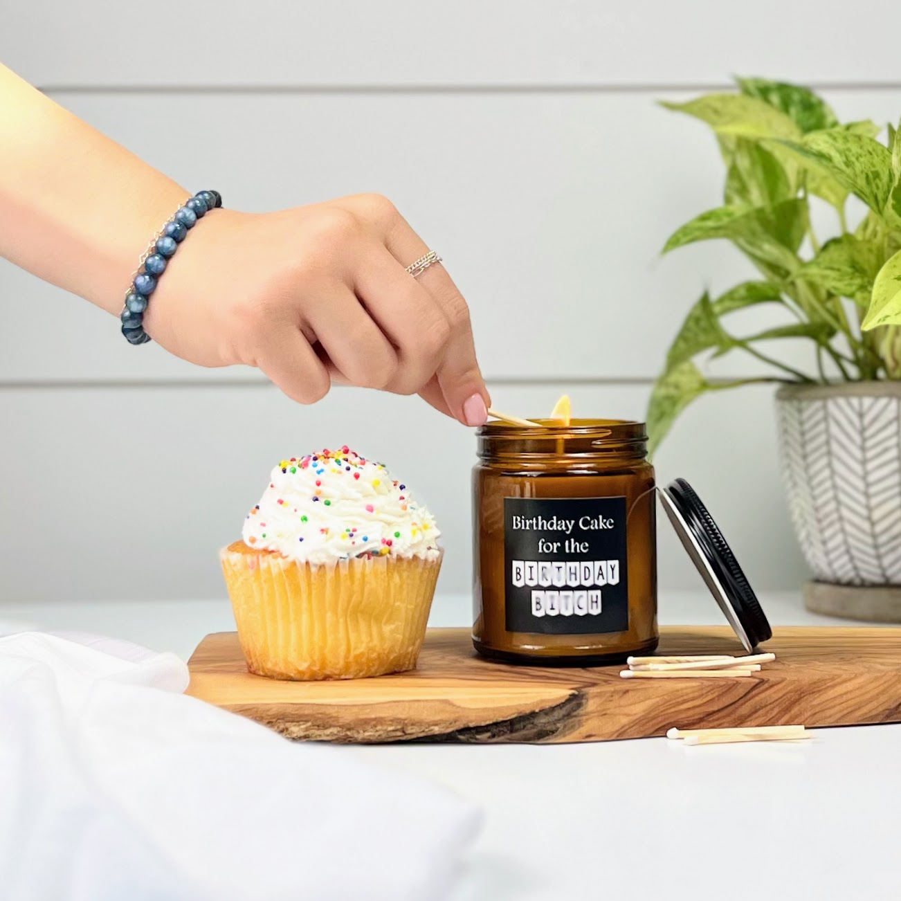 Birthday Bitch Snarky Amber Tumbler Soy Candle - DISCONTINUED