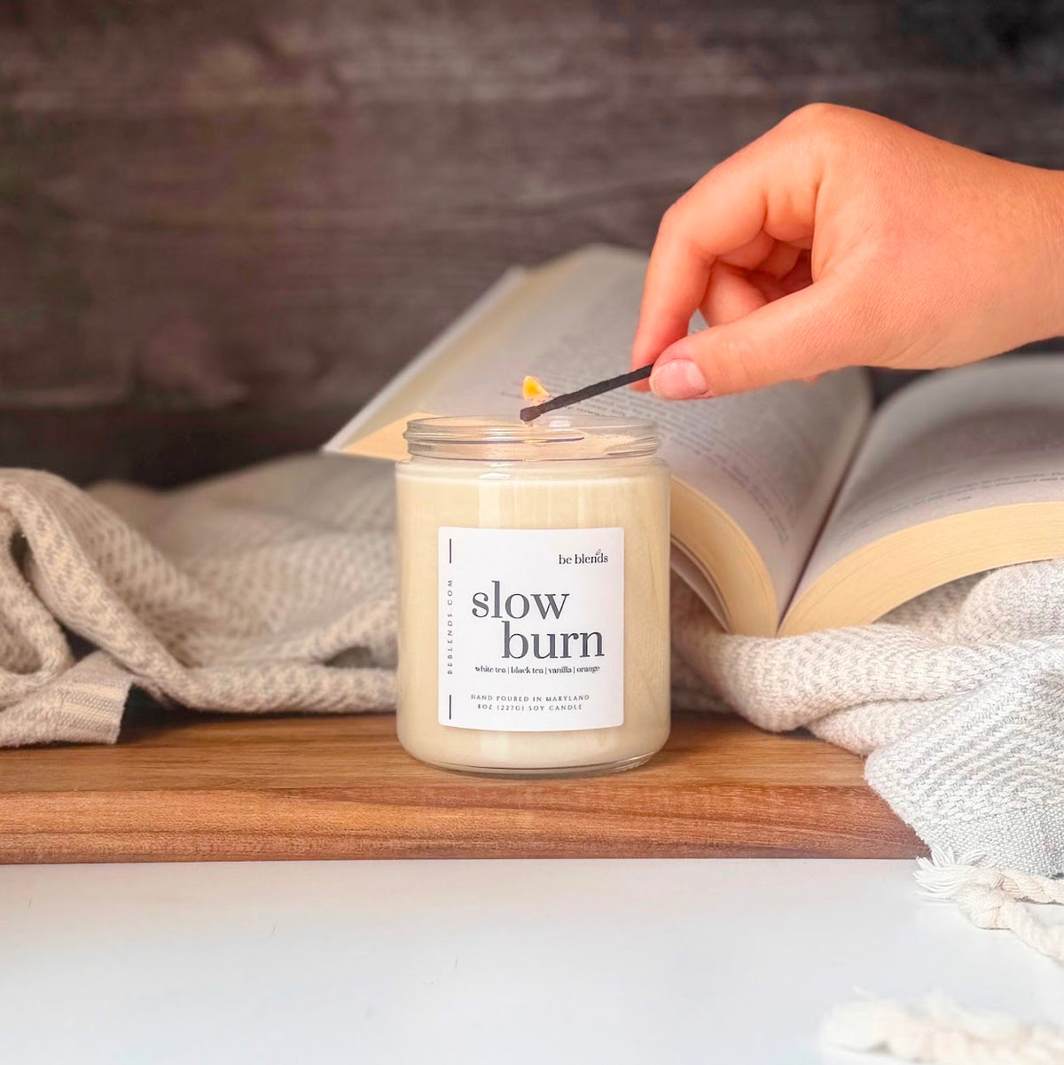 Slow Burn Soy Candle | White Tea & Vanilla | Be Blends