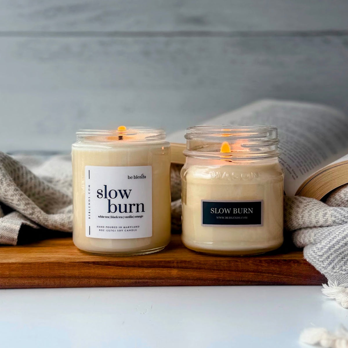 Slow Burn Soy Candle | White Tea & Vanilla | Be Blends